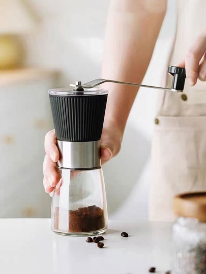 1 pieza Molino de café manual de acero inoxidable y ABS, pequeño molinillo manual, máquina de moler café a mano, útiles escolares para vuelta al colegio