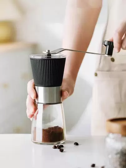 1pc ABS Stainless Steel Hand Crank Coffee Bean Grinder, Small Manual Grinder, Hand Grinding Coffee Machine School Supplies Back To School