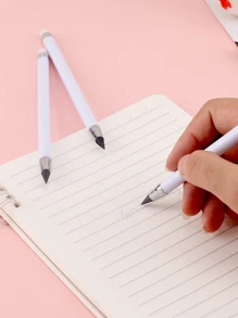 1pc Infinity Pencil No Sharpening Eternity Writing Pen Kawaii Unlimited Pens Art Supplies Stationery With Replaceable Eraser - White - View 2
