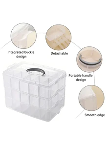 1入組3層可堆疊收納容器盒釘珠收納和收納適用於工藝收納,兒童玩具,藝術工藝,首飾類,美妝用品,縫紉收納 - 無色 - 查看 5