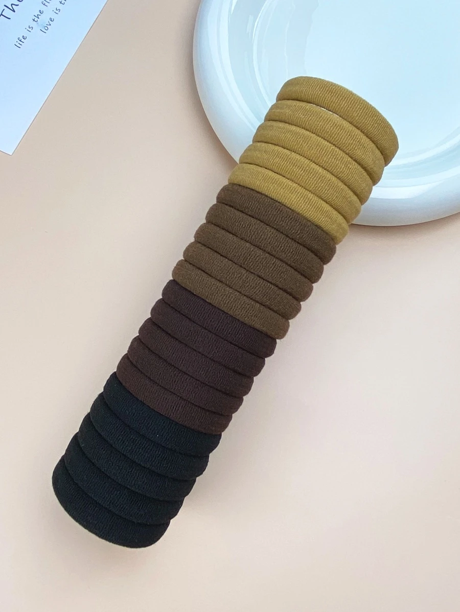 20 buc/set de bază pentru femei, legături de păr elastice de înaltă calitate pentru accesorii de păr, suport pentru coadă de cal, frânghie de păr - Multicolor - Vizualizare 1