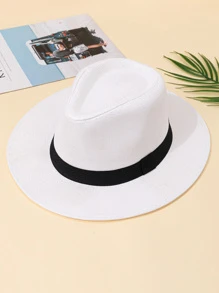1頂扁頂爵士草帽,休閒風格 - 白色 - 查看 1