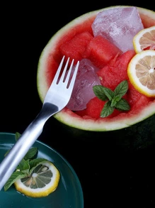 不銹鋼雙頭多用途水果叉水果分隔物西瓜切割工具 - 銀色 - 查看 4