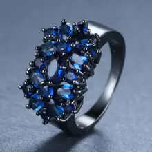 Vanel 1pc Noble & Elegant Diamond Decor Women's Romantic Date Ring - Royal Blue - View 4