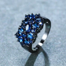 Vanel 1pc Noble & Elegant Diamond Decor Women's Romantic Date Ring - Royal Blue - View 5
