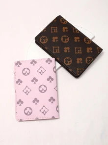 2 piezas Estuche para pasaporte con patrón geométrico con estampado de letra plegable - Multicolor - Ver 3