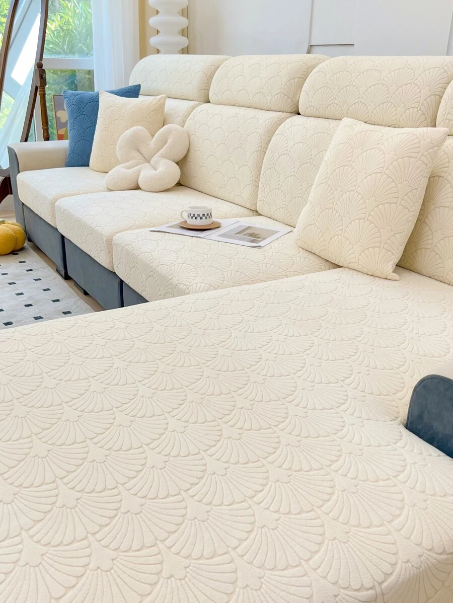 1 tấm bọc ghế sofa chần bông hoa - Màu be - Xem 1