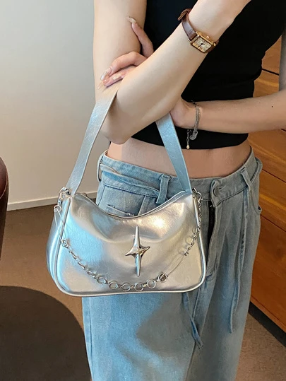 Metallic Glossy Futuristic Style Armpit Bag