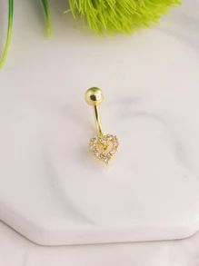 1件装 CZ 心形肚脐环，身体穿刺饰品，情人节、母亲节礼物 - 金黃色 - 查看 8