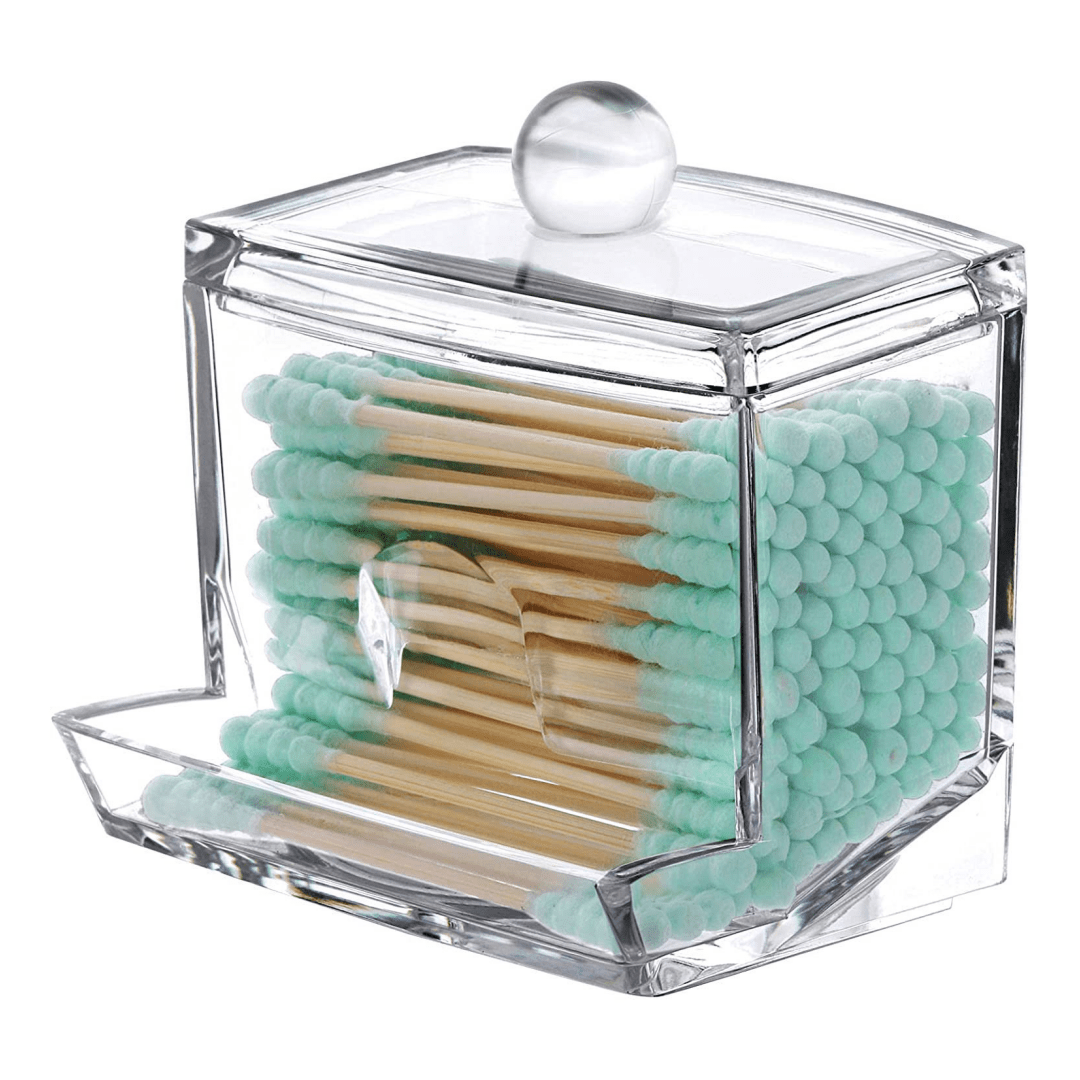1pc Swab Holder Ball Dispenser Organizer Clear Bathroom Storage