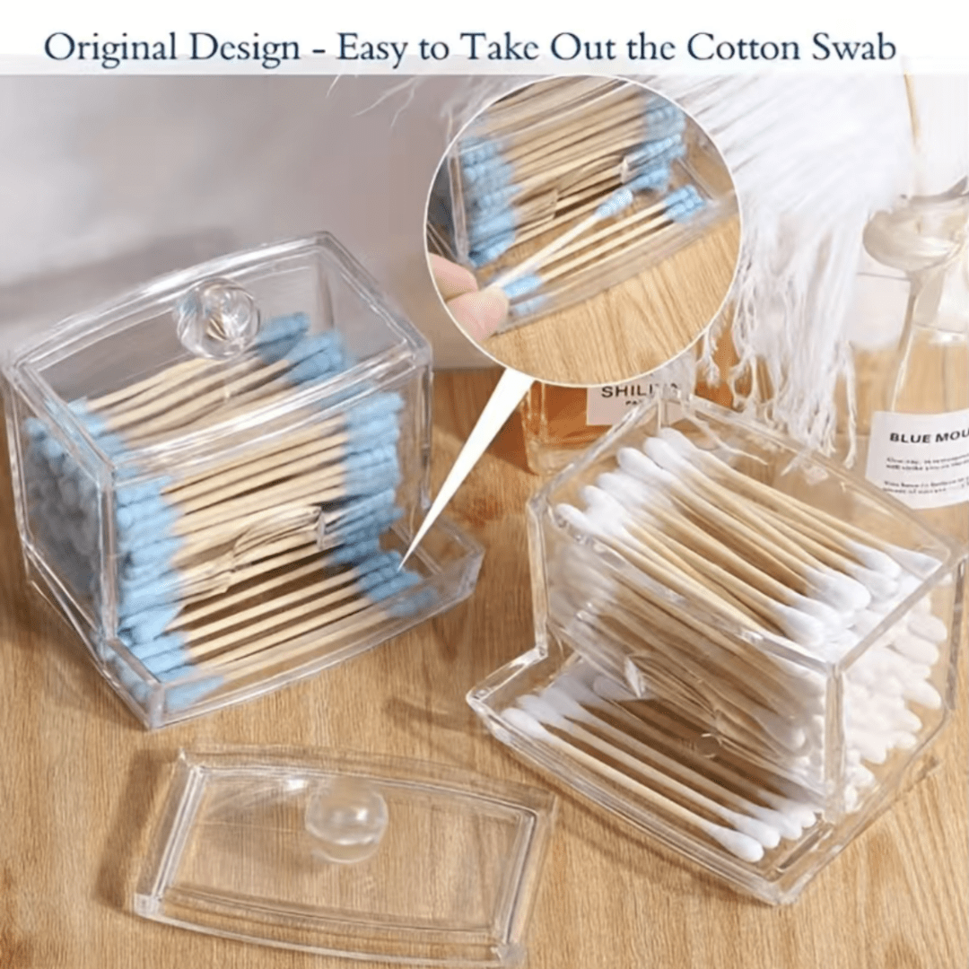 1pc Swab Holder Ball Dispenser Organizer Clear Bathroom Storage