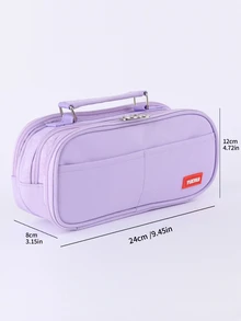 1pc Purple Portable Pencil Case - Purple - View 4