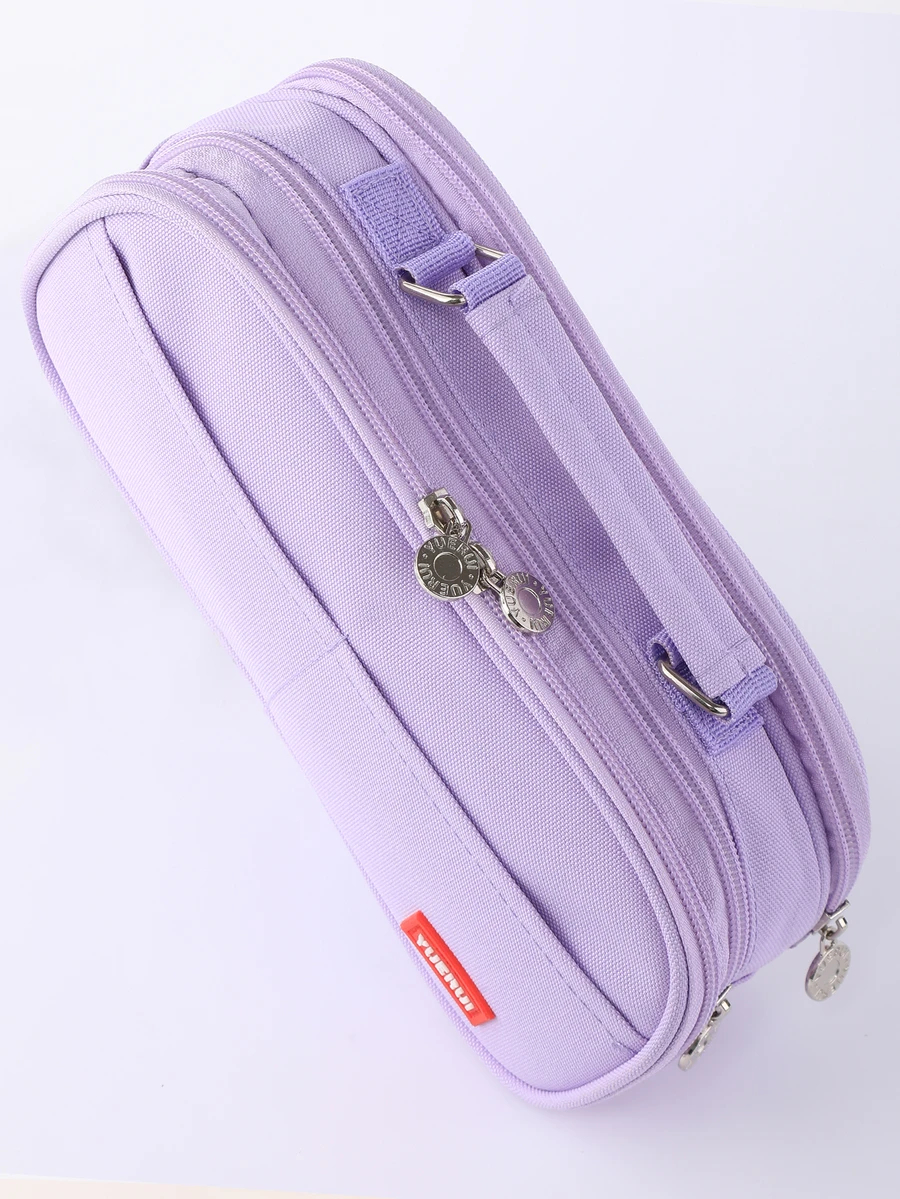 1pc Purple Portable Pencil Case - Purple - View 1