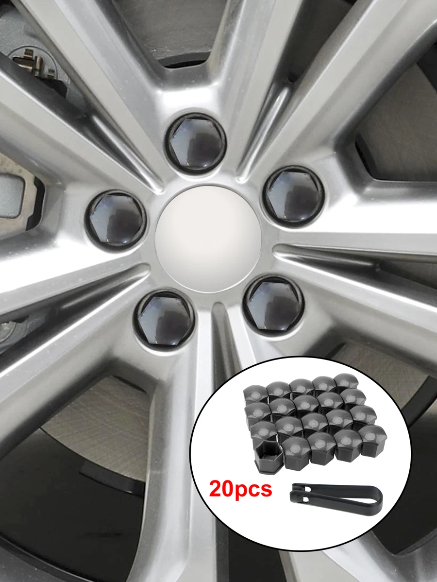 20 piezas Tapas de tuerca del cubo de la rueda del coche - Gris Oscuro - Ver 1