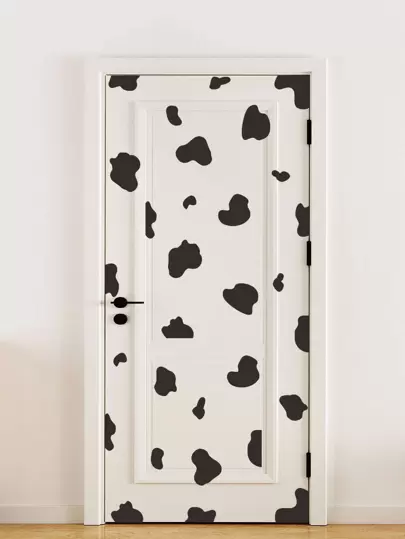 สติกเกอร์ติดผนังลายวัว ขนาด 30 X 90 ซม. สติกเกอร์ติดประตูสีดำ-ขาว สำหรับตกแต่งบ้าน, สติกเกอร์, สติกเกอร์ติดผนัง, สติกเกอร์วินิลสำหรับตกแต่งบ้าน, ของตกแต่งฤดูใบไม้ผลิเพื่อรีเฟรชบ้านของคุณ, สติกเกอร์ตกแต่งรามา ของขวัญวันเกิด การจบการศึกษา