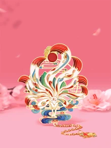 精致金屬九尾狐造型書籤禮盒裝,適合節日贈送給朋友、老師、同學、家人等 - 彩色 - 查看 5