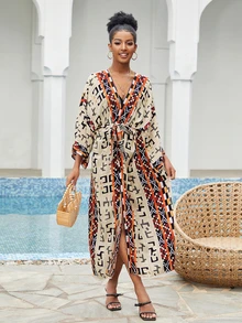 Allover Print Belted Kimono - Multicolor - View 3