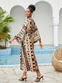 Allover Print Belted Kimono - Multicolor - View 4