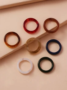 7pcs Retro & Elegant Resin Women's Rings With European And American Style - Multicolor - View 3