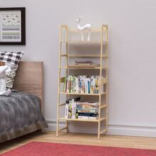 Bookshelf, Ladder Shelf, 4 Tier Tall Bookcase, Modern Open Book Case for Bedroom, Living Room, Office (Bamboo) - Màu be - Xem 2