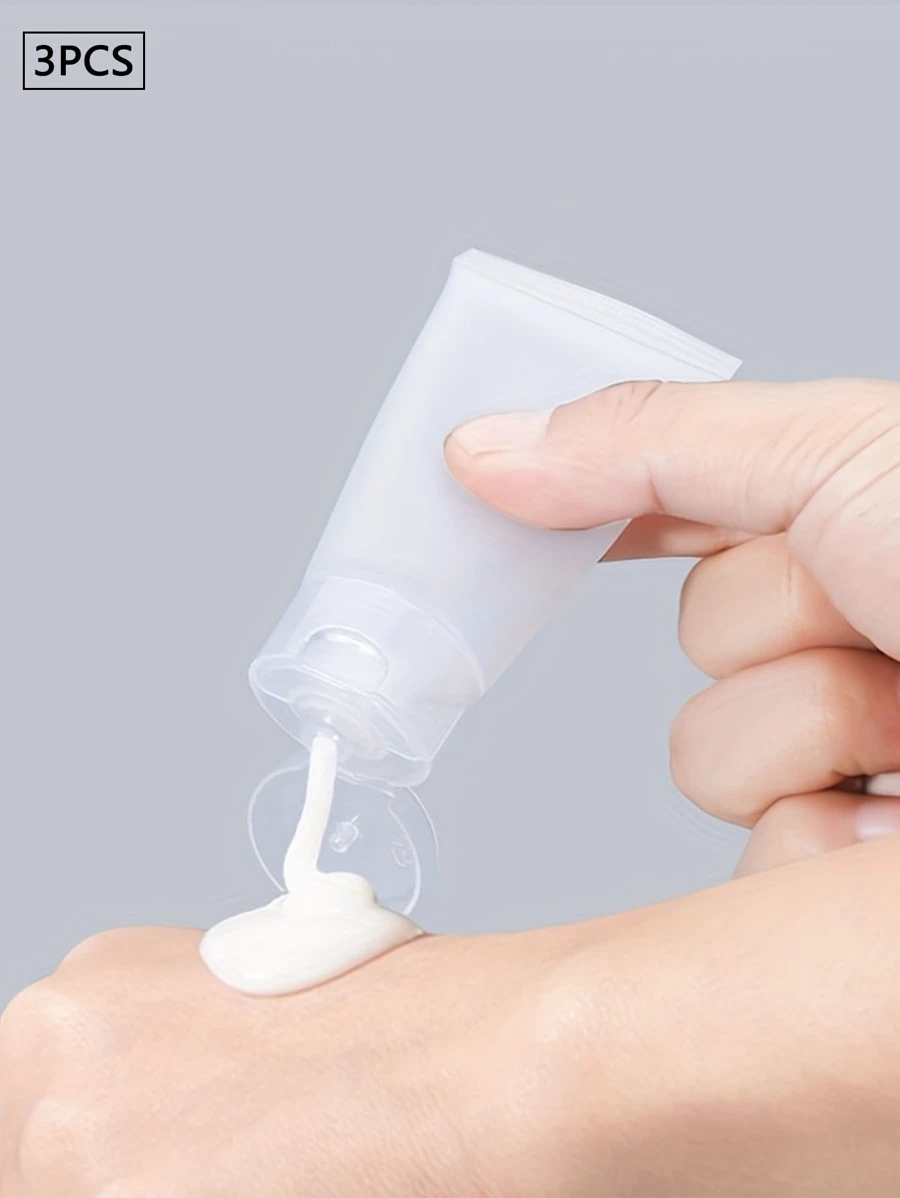 3入組便攜式旅行瓶，透明塑料空儲物瓶包裝瓶，可再填充擠壓袋，洗面奶乳液洗髮水浴凝膠化妝品容器30毫升/1盎司 - 無色 - 查看 1