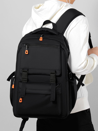 休閒商務男士旅行後背包帶大容量,簡約風學生書包書包返校電腦雙肩包通勤輕便