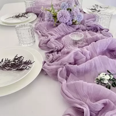 1 件波西米亚风格褶皱桌旗，婚礼生日派对聚会装饰品