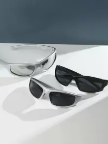 3 piezas Gafas de moda de estilo deportivo con marco de piloto de plástico, decoración de viaje de calle, para vacaciones de playa de verano, al aire libre, estilo de preparación de viajes para volver a la escuela
