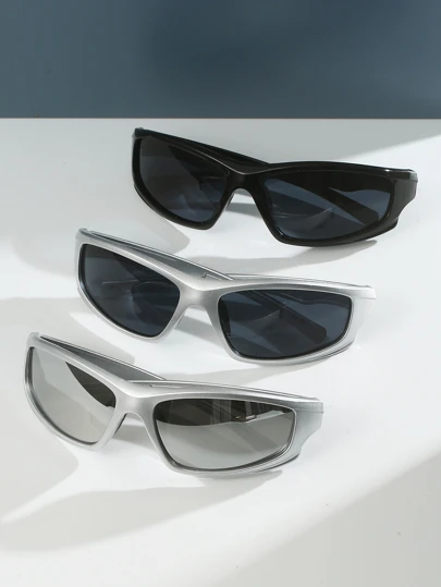 3 件装塑料飞行员镜框运动风格街头时尚旅行装饰时尚眼镜，适合夏季海滩度假、户外、旅行，适合返校