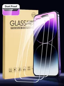 3 件全覆盖防尘 iPhone 14 6.1 英寸 / iPhone 13 / iPhone 13 Pro 6.1 英寸 / iPhone 15 / iPhone 15 Pro Max / iPhone 16 / iPhone 16 Pro / iPhone 16 Pro Max 高清晰度钢化玻璃屏幕保护膜 - 無色 - 查看 1