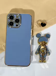 Plain Phone Case With Astronaut Design Phone Holder - Blue - View 1