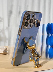 Plain Phone Case With Astronaut Design Phone Holder - Blue - View 5