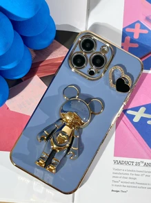 Plain Phone Case With Astronaut Design Phone Holder - Blue - View 2