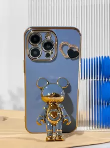 Plain Phone Case With Astronaut Design Phone Holder - Blue - View 6
