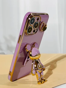 Plain Phone Case With Bear Pendant - Purple - View 5