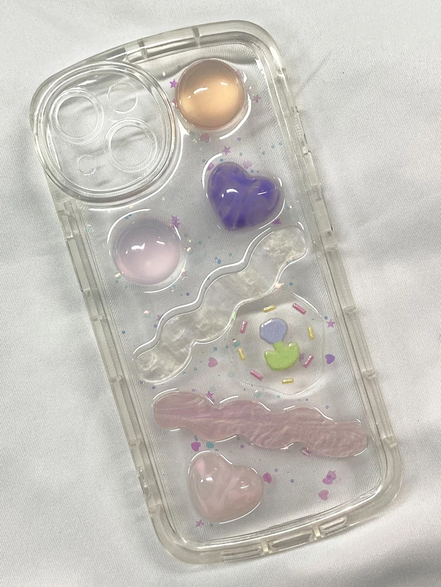 非常規3D心形透明軟殼手機殼配用於蘋果14/13、iPhone 12Pro Max、11適用於女性 - 無色 - 查看 1