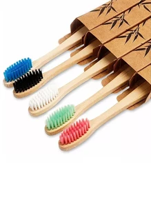 Cepillo de Dientes Bambú Biodegradable Ecológico Surtido - Juego de Cepillos Dentales de Madera Natural  y Resistentes - Cepillos de Bambú Amigables con el Medio Ambiente - Multicolor - Ver 9