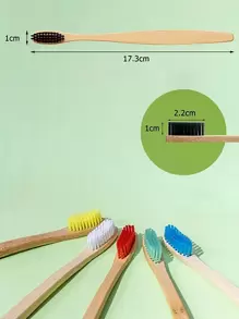 Cepillo de Dientes Bambú Biodegradable Ecológico Surtido - Juego de Cepillos Dentales de Madera Natural  y Resistentes - Cepillos de Bambú Amigables con el Medio Ambiente - Multicolor - Ver 4