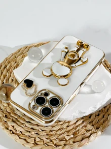 Plating Phone Case With Astronaut Design Phone Holder - White - View 2