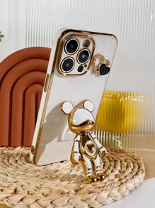 Plating Phone Case With Astronaut Design Phone Holder - White - View 4