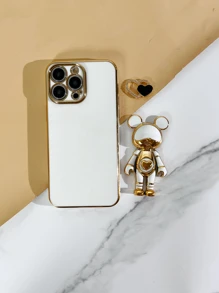Plating Phone Case With Astronaut Design Phone Holder - White - View 6