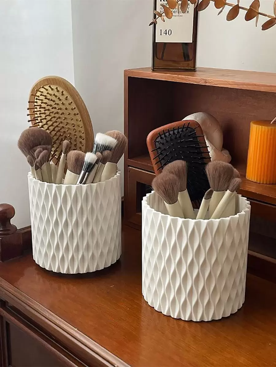 1 giá đỡ cọ trang điểm có thể xoay màu trơn - trắng - Xem 1