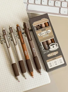 MOKA 6pcs Mixed Color Portable Neutral Pen - Coffee Brown - View 1