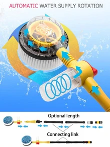 360° Automatic Rotating Car Wash Brush With High Pressure Foam Box Cleaning, Home Use Portable Car Washing Brush With Extendable Handle - Multicolor - View 3