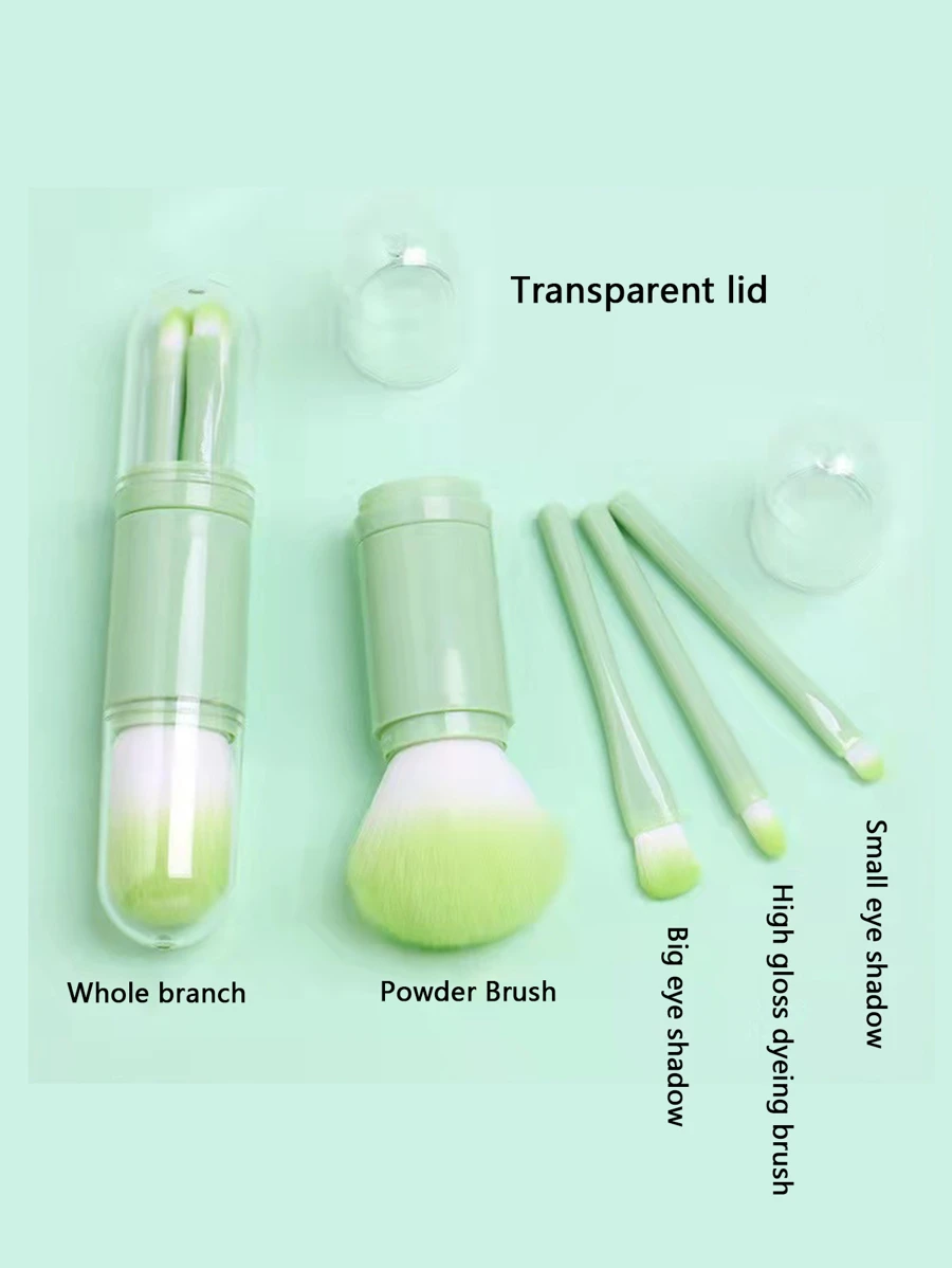 1件装便携式四合一化妆刷套装，化妆刷套装，化妆刷包，化妆刷套装，全套化妆刷，化妆刷套装，全套化妆工具，刷子套装，化妆刷套装，化妆礼盒套装 - 薄荷綠 - 查看 1