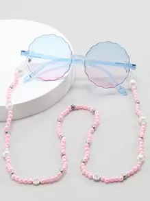 Gafas de moda con diseño de girasol en forma de polígono de moda para niñas 2023 - Azul y blanco - Ver 1
