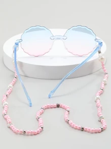Gafas de moda con diseño de girasol en forma de polígono de moda para niñas 2023 - Azul y blanco - Ver 4