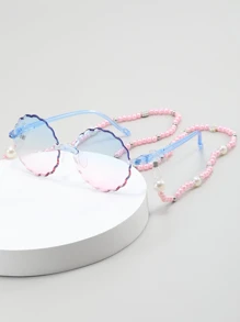 Gafas de moda con diseño de girasol en forma de polígono de moda para niñas 2023 - Azul y blanco - Ver 2