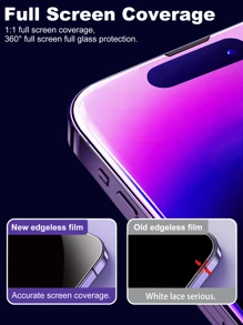 4 件装全覆盖 Apple iPhone 14 6.1 英寸、iPhone 13、iPhone 13 Pro 6.1 英寸、iPhone 15、iPhone 15 Pro Max、iPhone 16、iPhone 16 Pro、iPhone 16 Pro Max 钢化玻璃屏幕保护膜，带防尘边框 - 黑色 - 查看 4