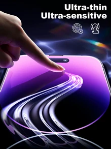 4 件装全覆盖 Apple iPhone 14 6.1 英寸、iPhone 13、iPhone 13 Pro 6.1 英寸、iPhone 15、iPhone 15 Pro Max、iPhone 16、iPhone 16 Pro、iPhone 16 Pro Max 钢化玻璃屏幕保护膜，带防尘边框 - 黑色 - 查看 7